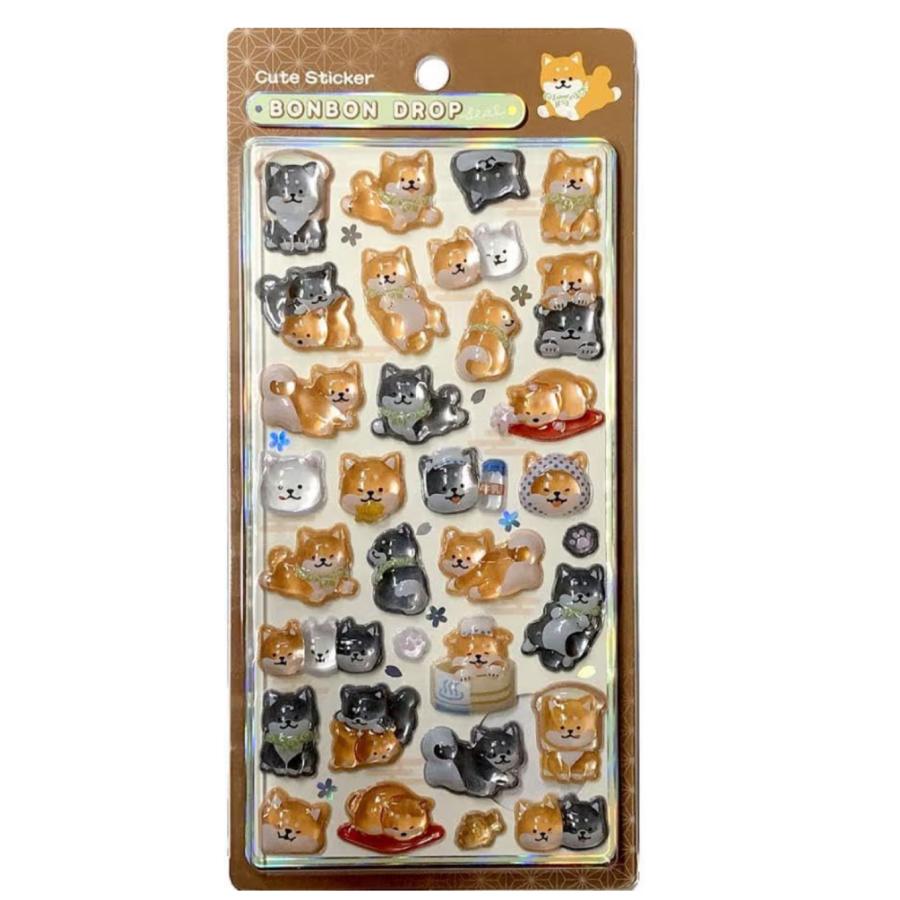 Q-LiA（クーリア） ボンボンドロップシール 和柄 芝犬 ほっこり