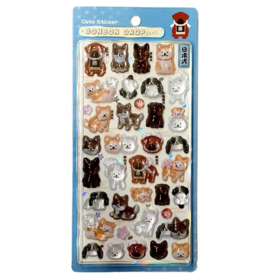 Q-LiA（クーリア） ボンボンドロップシール 和柄 和犬 日本犬 : Happy