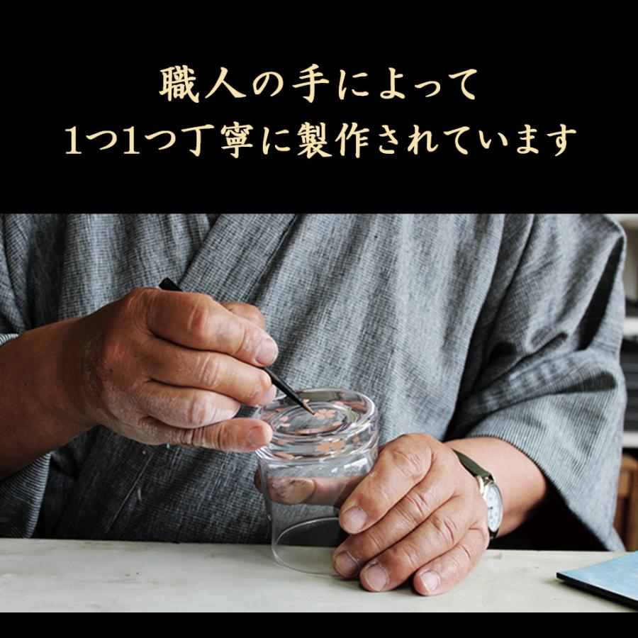 名入れ無料】【螺鈿グラス 桐箱入 コースター付き】 215ml 富士山 桜