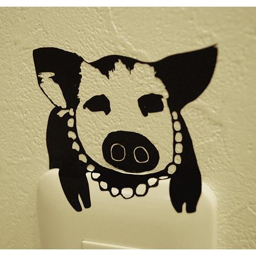 ウォールステッカー 豚に真珠 コンセント ブタ ぶた インテリア ステッカー S110 Happy Sticker 通販 Yahoo ショッピング