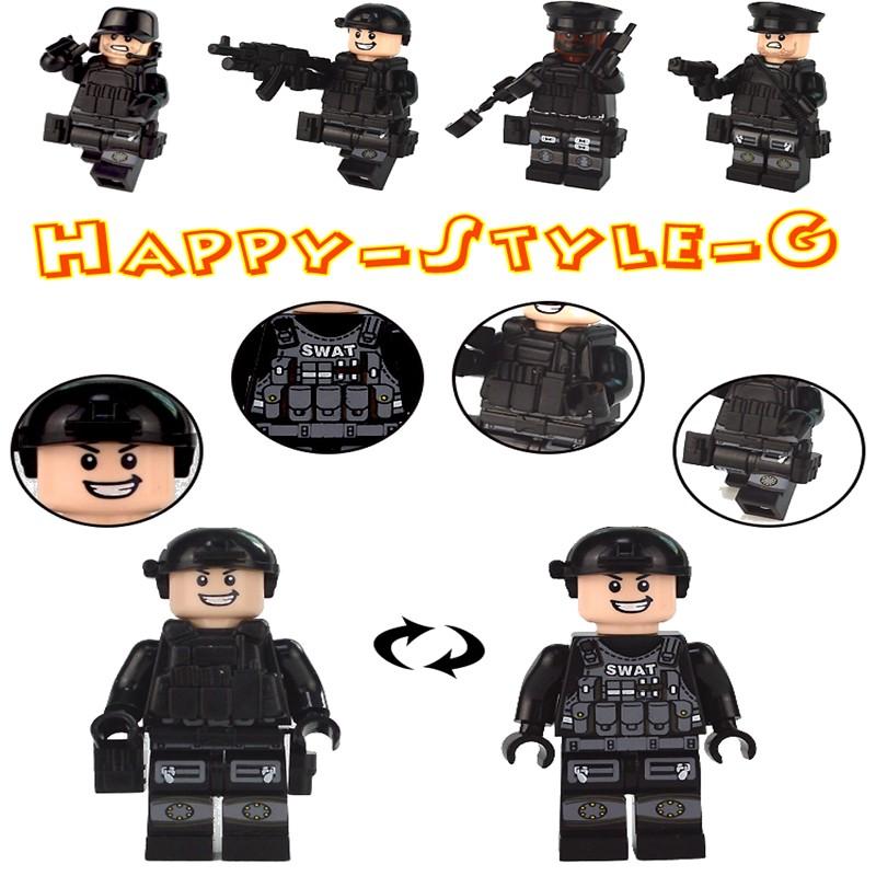 ブロック互換 レゴ 互換品 レゴミニフイグ SWAT12体 武器とボート 