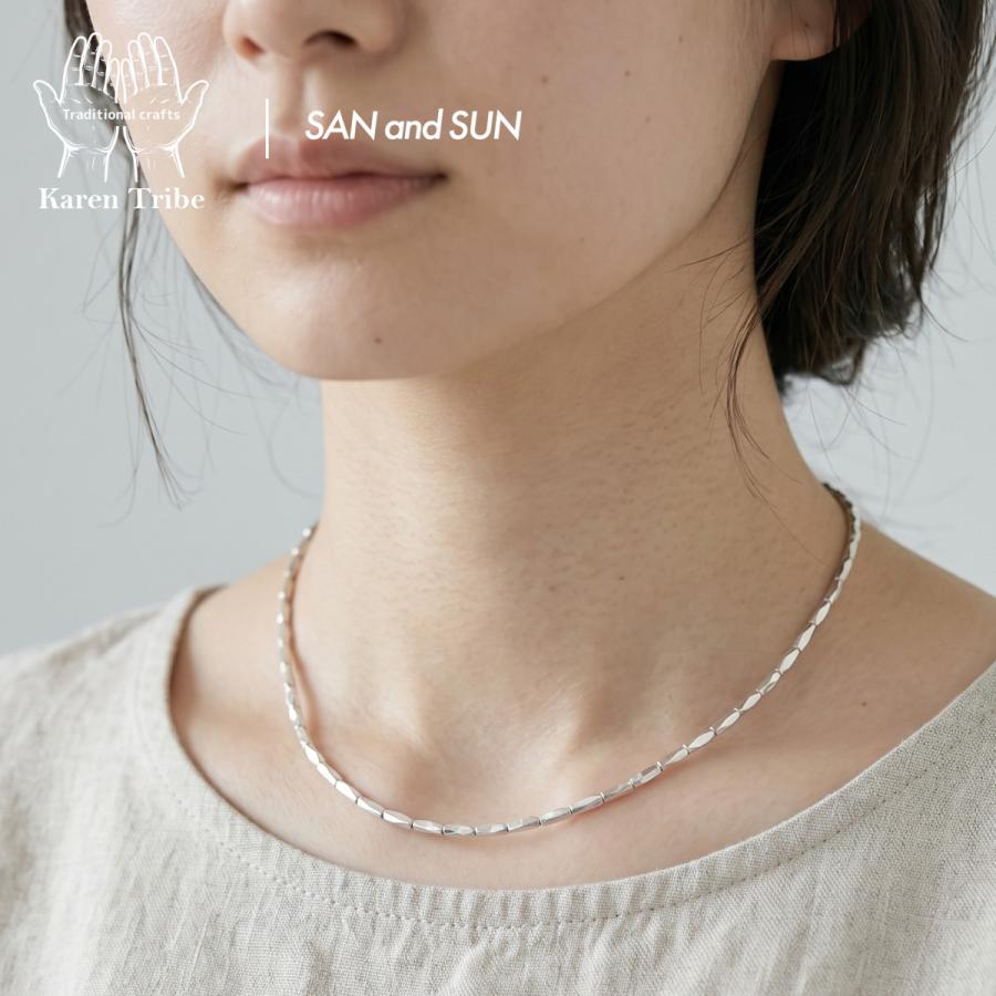 カレンシルバー SILVER CUT BEADS NECKLESS 40cm ビーズ ネックレス