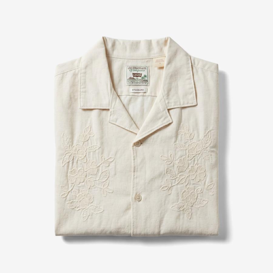 90s Levis 短丈 オープンカラーシャツ 半袖シャツ ホワイト Levi's（リーバイス） オープンカラーシャツ SUNSET NO PKT CAMP