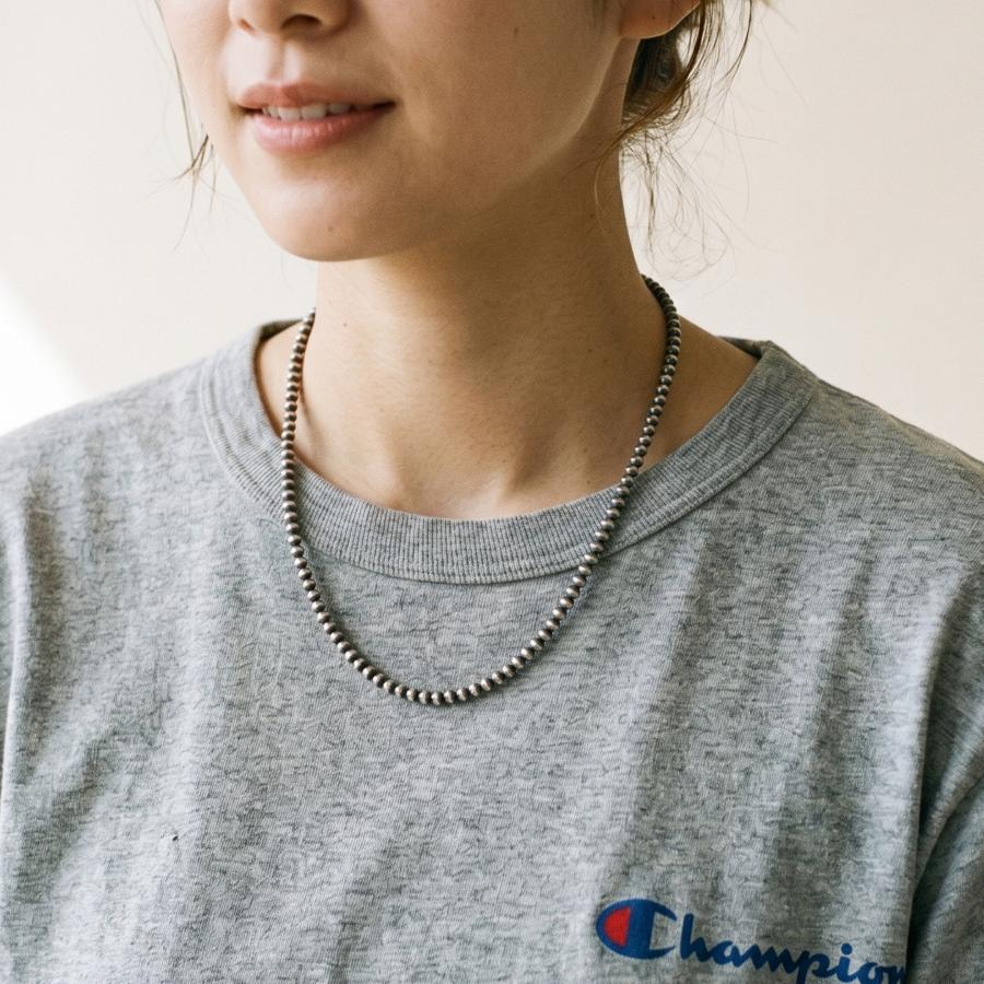 インディアンジュエリー　 ナバホ族パールシルバーネックレス3mm粒　 約50㎝ ナバホジュエリー × SAN AND SUN | NAVAJO PEARLS NECKLESS 50cm 3mm
