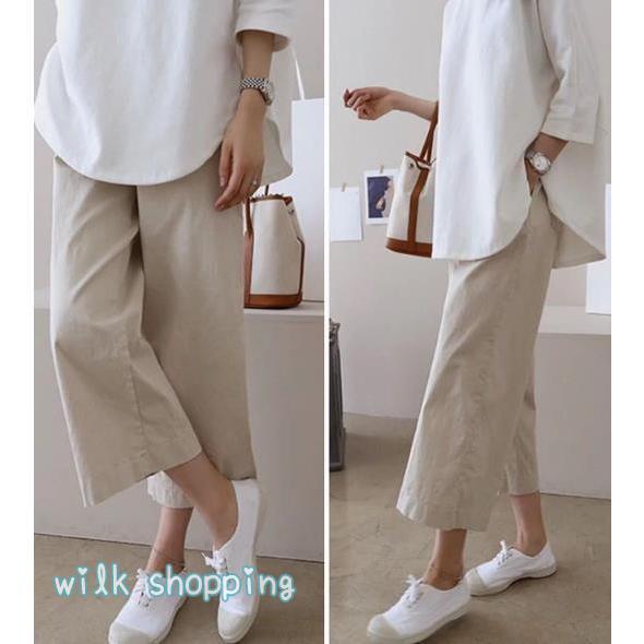 美品 イウエンマトフ 2,8万円 リネン混 ボーダー柄ワイドパンツ A308 エンボス加工フラワー柄パンツ ワイドパンツ ロング丈[品番