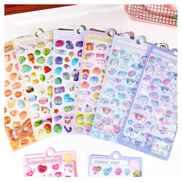 10枚セット ぷくぷくシール ご褒美シール かわいいシール 可愛い 立体