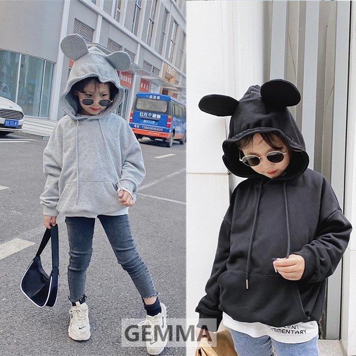 パーカー 女の子 男の子 キッズパーカー 長袖 無地 可愛い耳 ネズミ