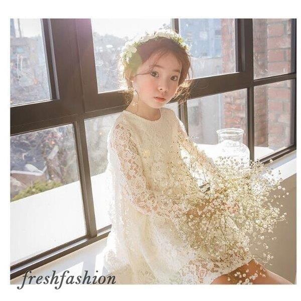 春夏 子供服 ワンピース レースワンピース キッズ 女の子 長袖 白 子供ドレス 上品 子ども用 韓国風 ジュニア 結婚式 カジュアル おしゃれ 可愛い 誕生日 お姫系 Mioik977cu 子ども服 シューズ Wrc Gov Sd