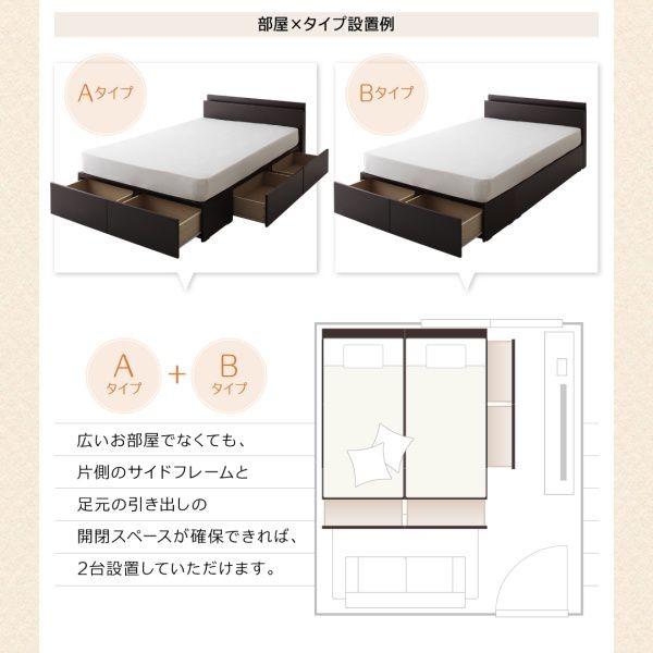 美しい価格 シングルベッド シングル:Aタイプ スタンダードボンネルコイルマットレス付き 白 ホワイト 収納付きベッド