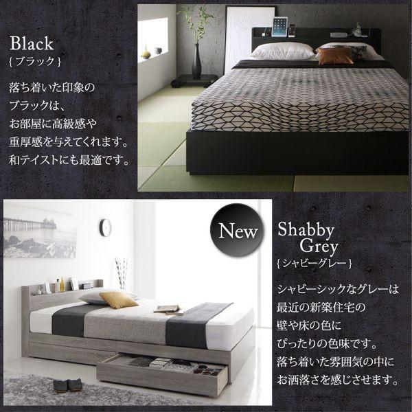 シングルベッド マットレス付き スタンダードボンネルコイル 白 ホワイト 黒 ブラック 収納付きベッド｜happybed｜10