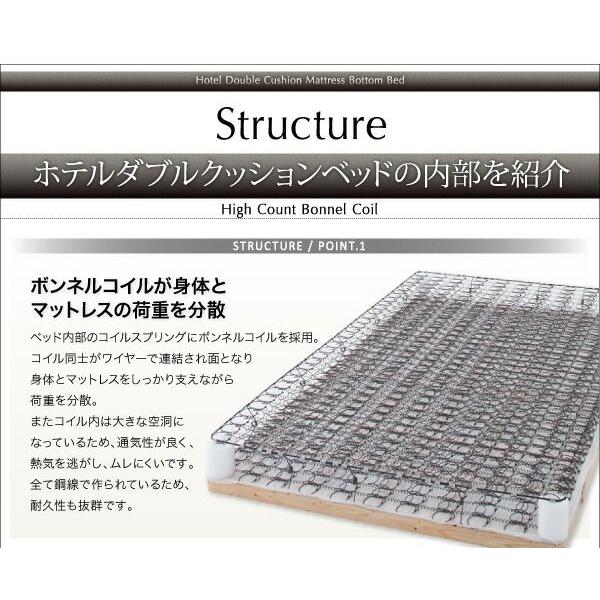 ベッドフレームのみ キング ホテルダブルクッション 【一人暮らし】 組立付き