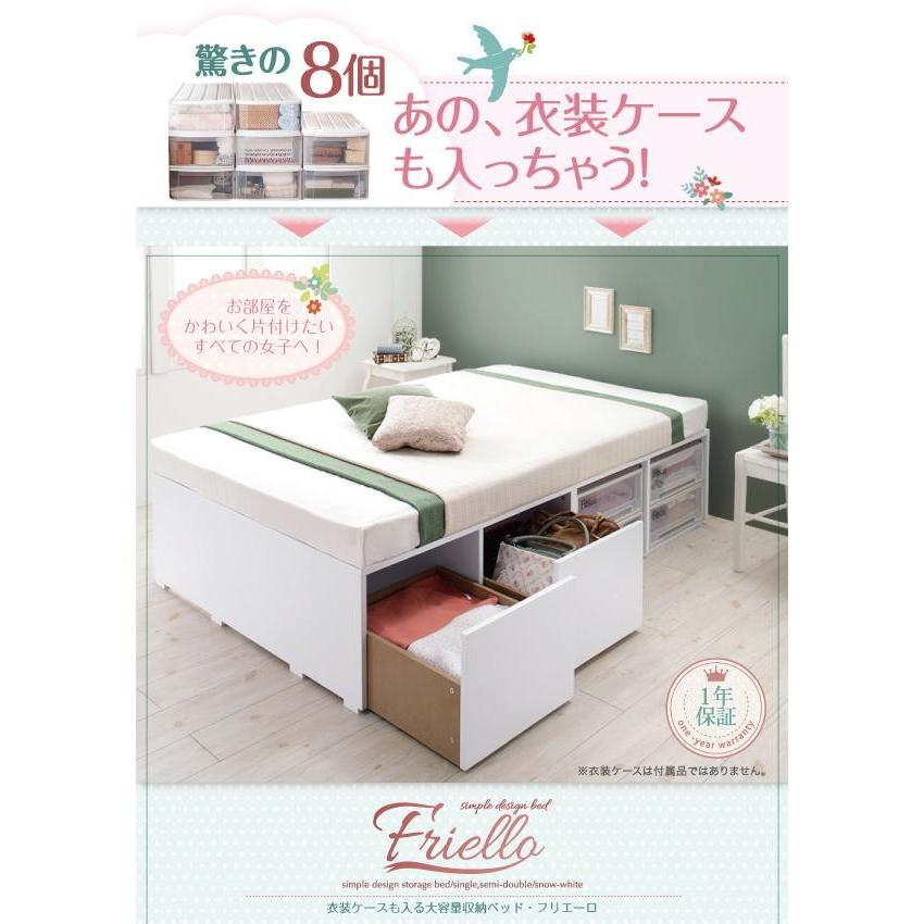 (タイムセール中) セミダブルベッド マットレス付き 薄型スタンダードボンネルコイル 引出しなし ベッド下収納 白 ホワイト