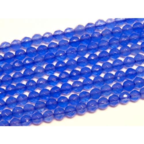 ブルーアゲート 青めのう 3mm 32面 ミラーボール 天然石 ビーズ 半連 