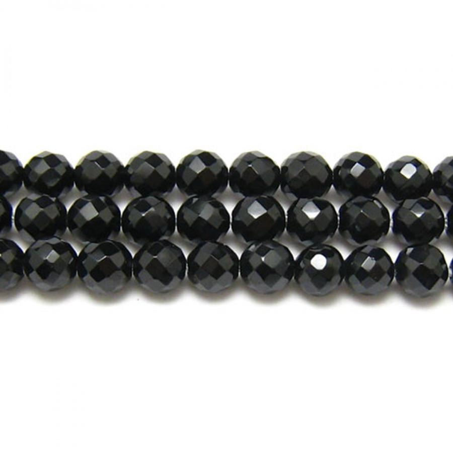 ブラックスピネル 64面ミラーボールカット 6mm 半連 約17〜18cm