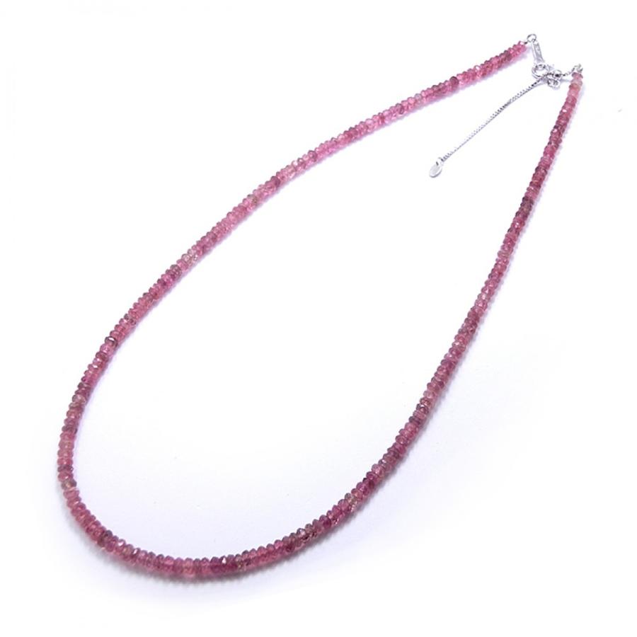 天然石トルマリンビーズネックレス 大粒　専用ボックス付き　キ104 10月誕生石のアクセサリー K10YG ピンクトルマリン 一粒