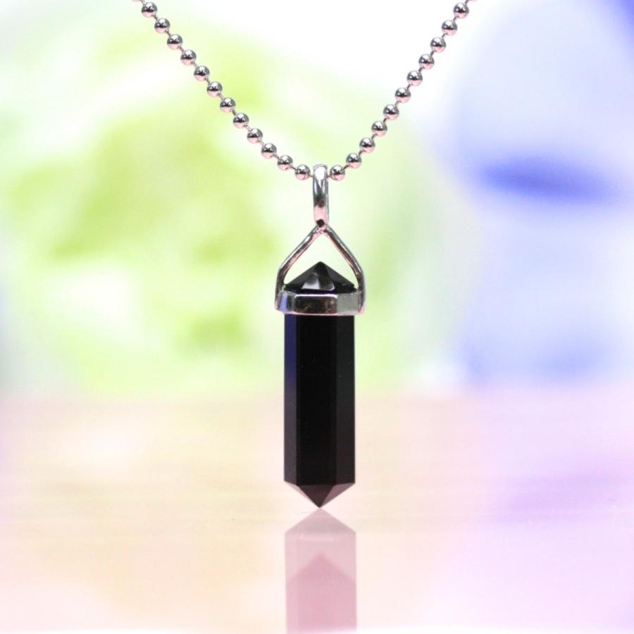 ブラックオニキス ペンダント ネックレス ダブルポイント 20mm