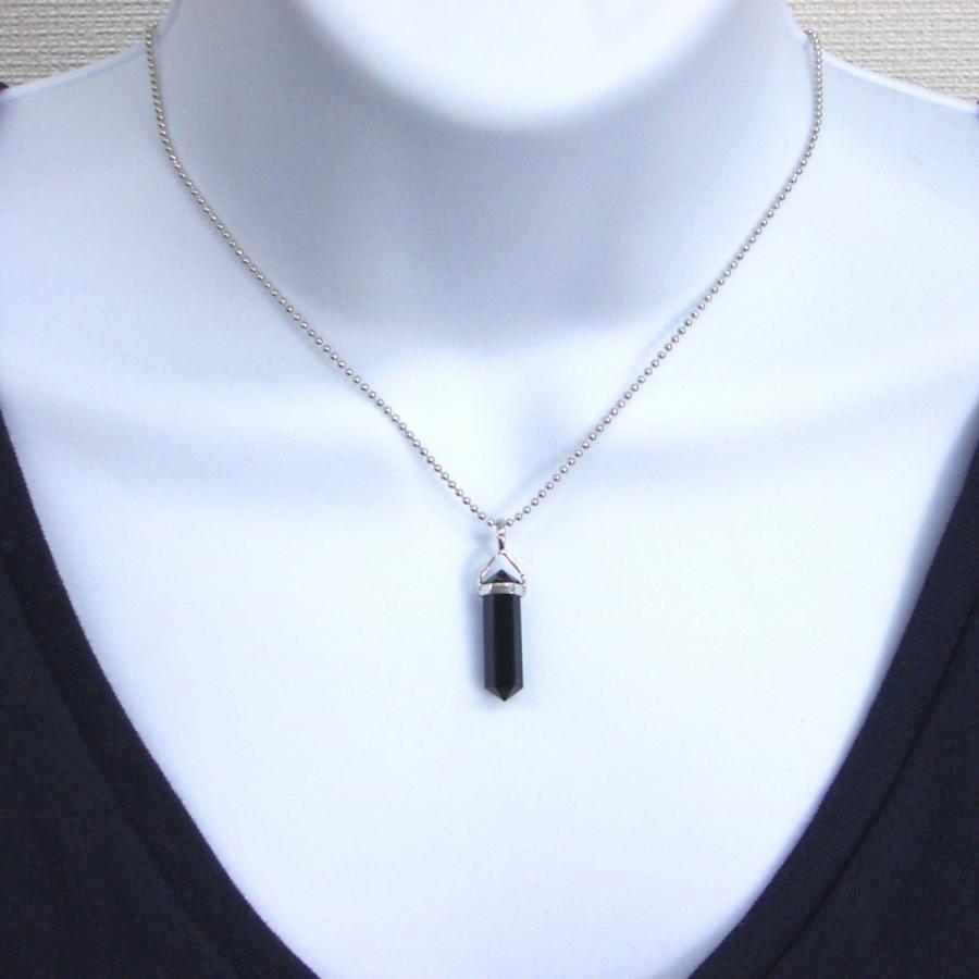 ブラックオニキス ペンダント ネックレス ダブルポイント 20mm
