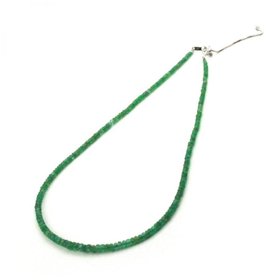 エメラルド ボタンカット ネックレス 天然石 パワーストーン : aj  