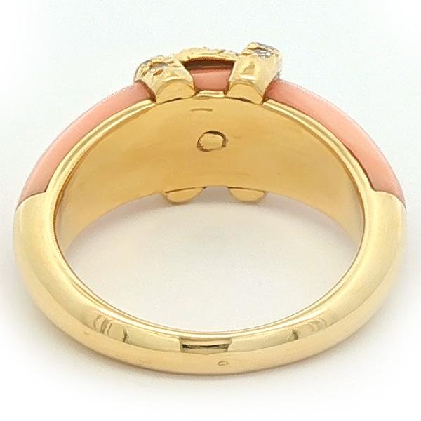 Cartier（カルティエ） ヴィンテージ 2C ロゴ サンゴ ダイヤ リング 