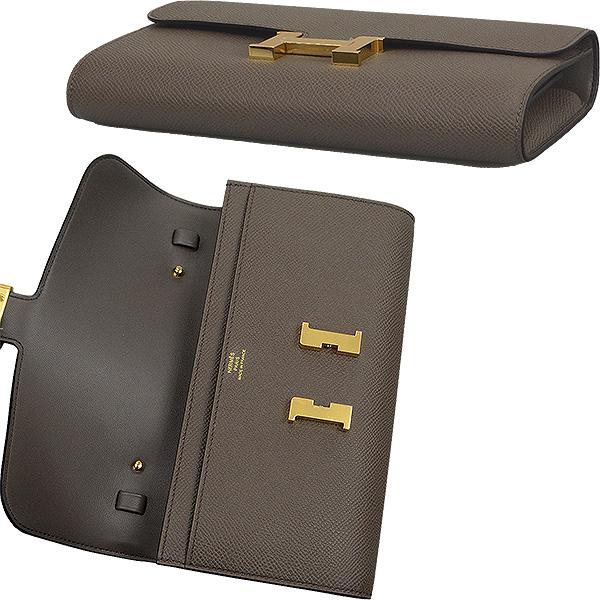 エルメス コンスタンス コンパクト ヴォーエプソン エタン ベージュ C刻印 二つ折り財布 レザー ゴールド金具 HERMES（美品） HERMES（エルメス） ほぼ未使用 Z刻印 コンスタンス コンパクト ロゴ