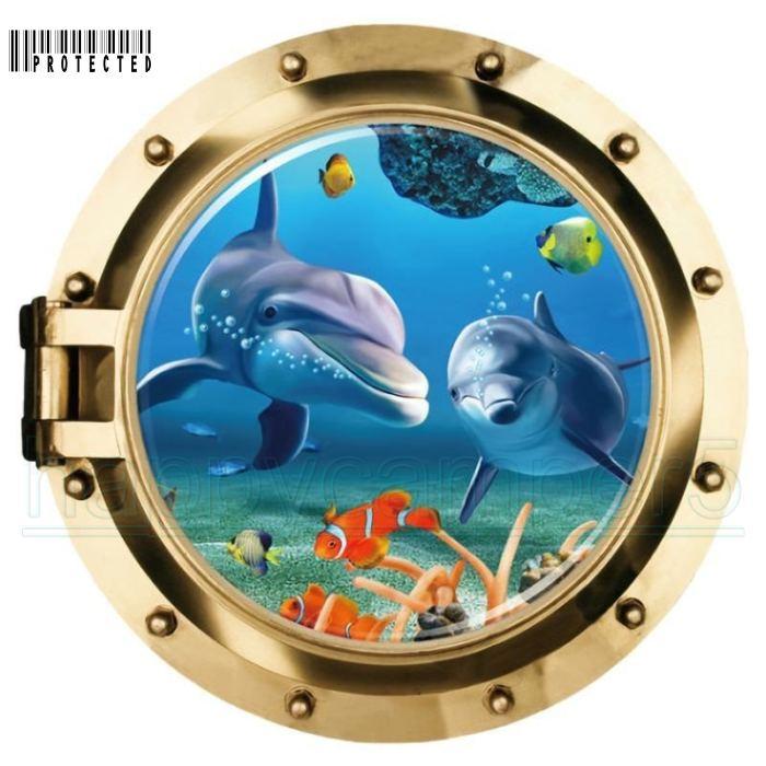 ウォールステッカー 壁紙シール 3d 立体的 トリックアート だまし絵 イルカ 海 海中 水中 魚 フィッシュ 海豚 おしゃれ ルームデコレーション Pf1c9 大畑貴俊 通販 Yahoo ショッピング