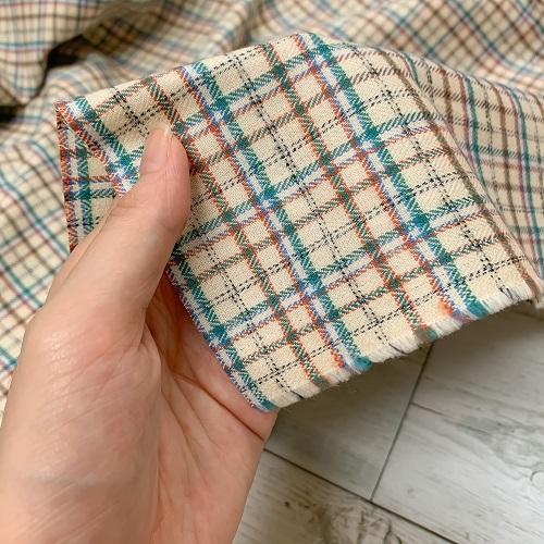 【50cm単位】【2mまでメール便対応】コットン チェック 黄色 緑 赤 ネル 起毛 生地 日本製 布 綿100% 先染め ビエラ |  | 08
