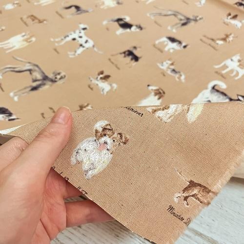 50cm単位】【2mまでメール便対応】コットン リネン 犬 アニマル ワン  