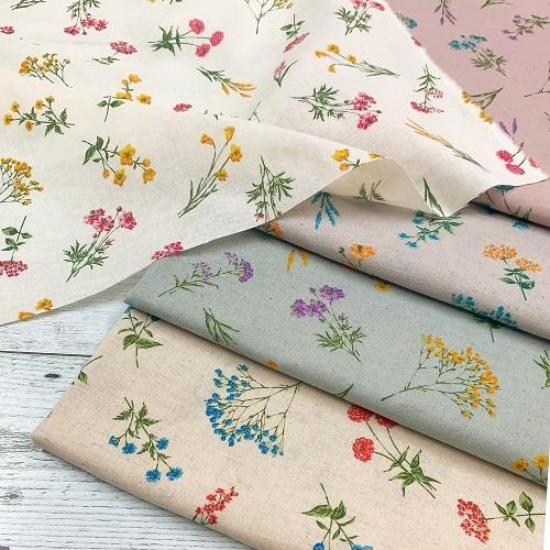 50cm単位】【2mまでメール便対応可】 花柄 綿麻 シーチング 日本製 布 