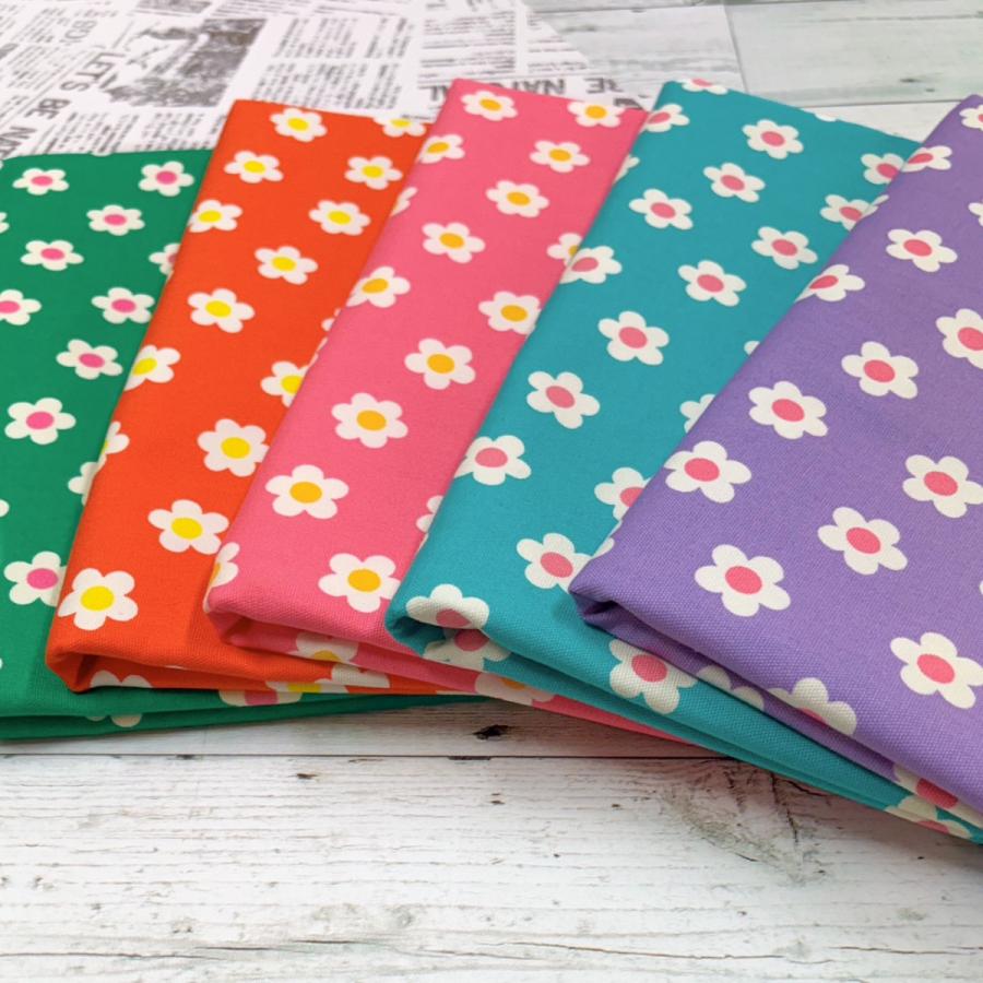 50cm単位】コットン 花柄 オックス ビビッドカラー 生地 日本製 布 青