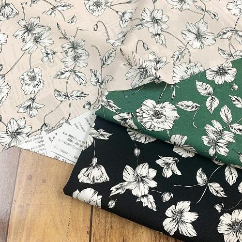 50cm単位】【2mまでメール便対応可】 ポリエステル 花柄 生地 黒