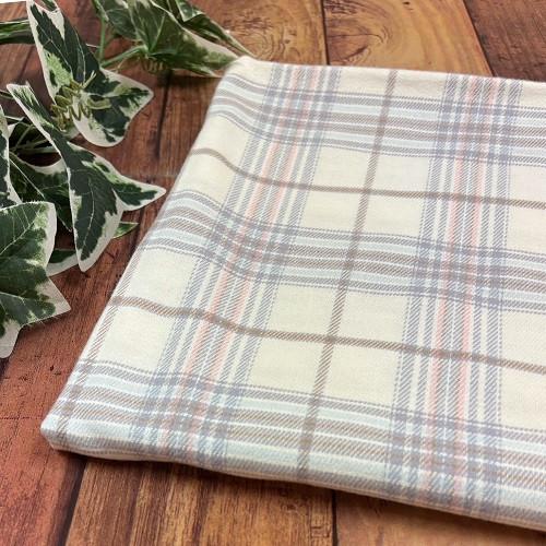 【50cm単位】【宅配便のみ】 綿 コットン 白色 ホワイト チェック ネル 微起毛 ワイド幅 幅広 生地 | 