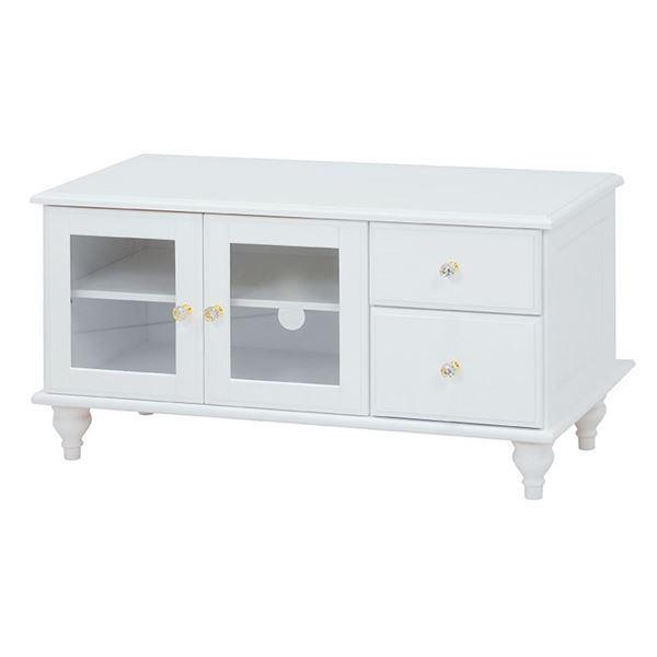 かわいい クリスタル調取っ手 天然木製足付リビングボード テレビラック テレビ台 テレビボード ホワイト 幅 奥行40 高さ45cm 木製 桐 脚付き 引き出し付き リビング 代引不可 テレビ台 キャビネット Www Radio10 Sr