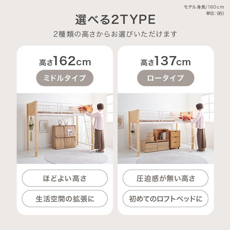 ハイタイプベッド ベッドガード ロータイプ(137cm) 安全設計 棚コンセント付きの画像