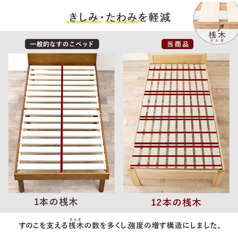 (タイムセール中) 木製ベッド マットレス付き(ボンネルコイル) シングル 高さ調節 棚コンセント付き