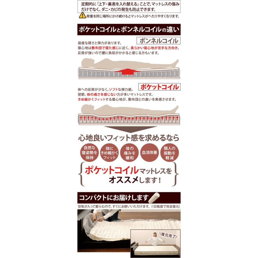 マットレス ダブル ポケットコイル おしゃれ スプリング マットレスのみ_7