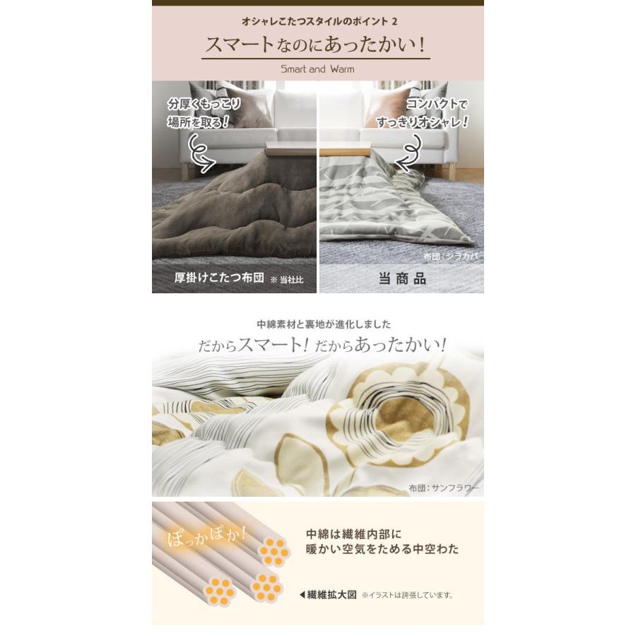 こたつセット 長方形 おしゃれ 2点セット 楢ラウンドこたつ 120×80cm+国産北欧柄こたつ布団 折りたたみ_12