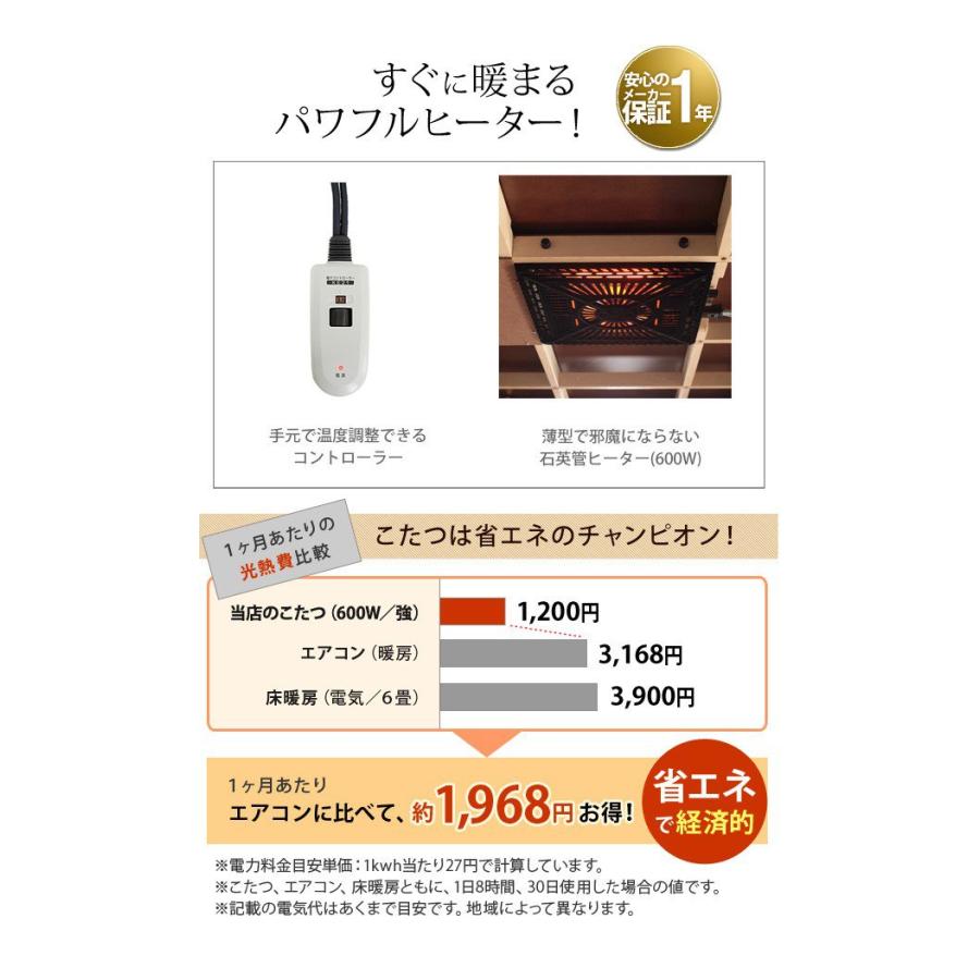 こたつセット 長方形 おしゃれ 2点セット 楢ラウンドこたつ 120×80cm+国産北欧柄こたつ布団 折りたたみ_9