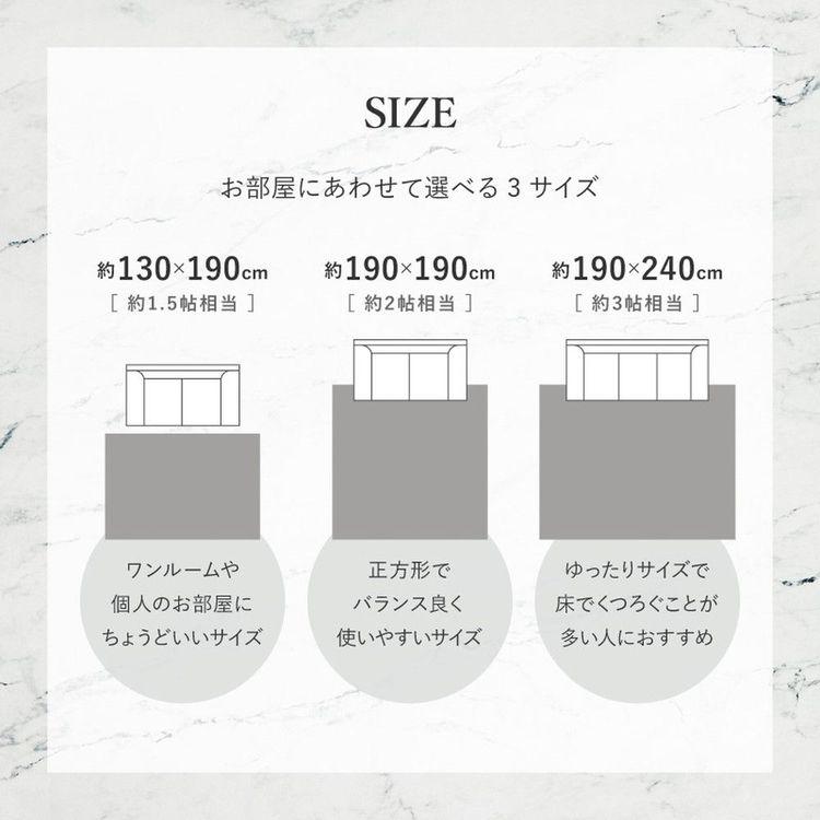 カーペット おしゃれ 約3畳 190×240cm 長方形 洗える フランネル 滑り止め_16