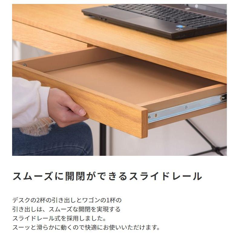 (タイムセール中) ワークデスク 100cm スチール×木目 ブラック 黒_8