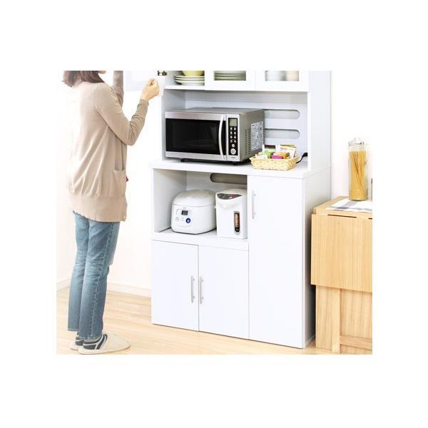 (タイムセール中) 食器棚 スリム 幅90cm×高さ180cm おしゃれ キッチンボードの画像