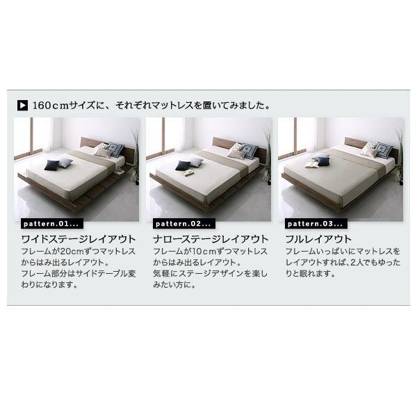 (タイムセール中) ダブルベッド マットレス付き 国産カバーポケットコイル ワイド(フレーム幅180) おしゃれ ローベッド_8