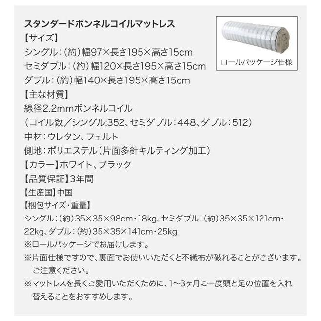 シングルベッド マットレス付き かわいい 一人暮らし 女性 専用リネンなし スタンダードボンネルコイル 組立付き_19