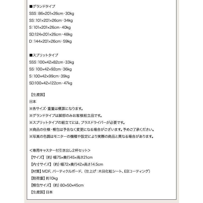キングサイズベッド ポケットコイル グランドタイプ 脚22cm 日本製 脚付きマットレスベッド_20