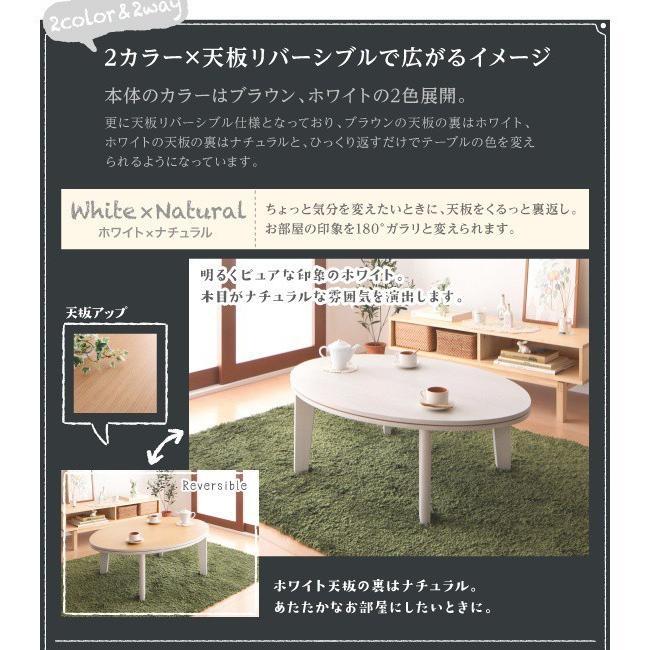 こたつテーブル 楕円形 75×105cm おしゃれ オーバル＆ラウンド天板リバーシブルの画像