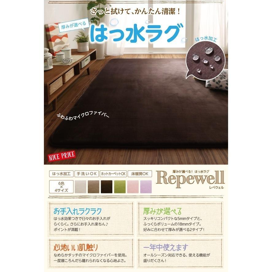 マイクロファイバーラグ 約2畳 185×185cm おしゃれ 厚さ5mm 撥水・ホットカーペット・床暖房対応 ラグマット
