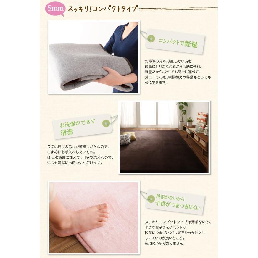 マイクロファイバーラグ 約2畳 185×185cm おしゃれ 厚さ5mm 撥水・ホットカーペット・床暖房対応 ラグマット
