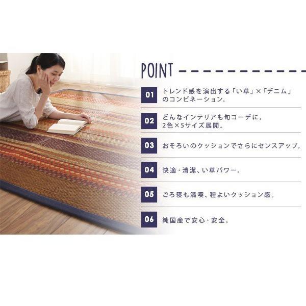 (タイムセール中) 玄関マット 夏 70×120cm おしゃれ カイハラデニム×マルチパターン 純国産 日本製 い草ラグマット