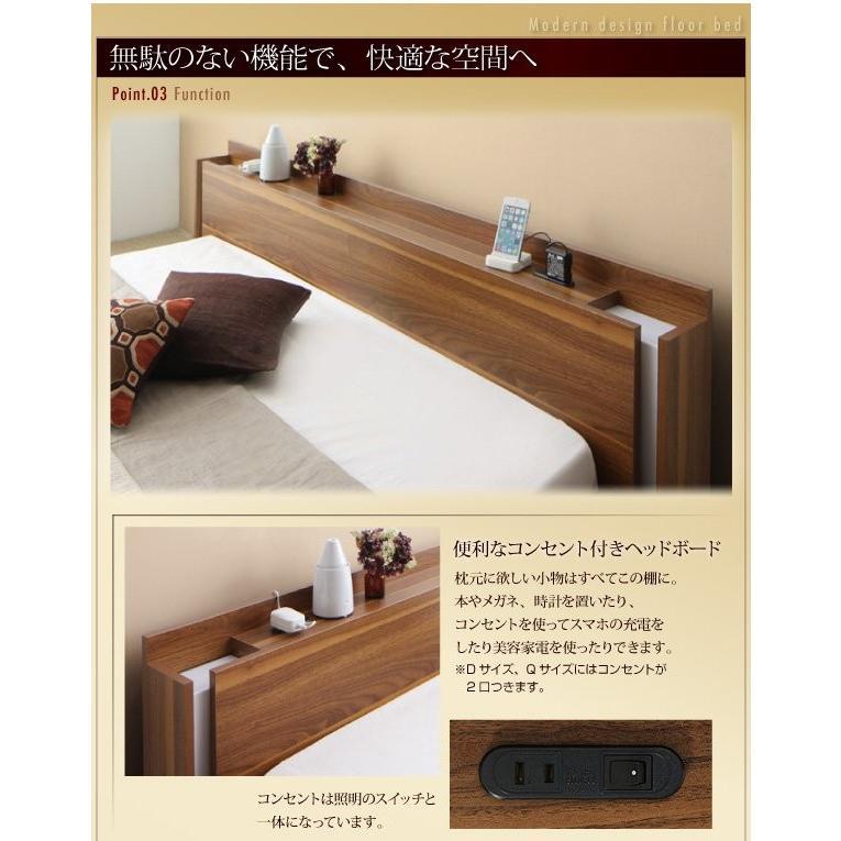 (タイムセール中) クイーンサイズベッド(Q×1) マットレス付き ローベッド スタンダードボンネルコイル_7