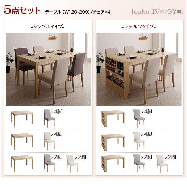 (タイムセール中) 食卓テーブルセット スライド伸縮 120-200cm 4人用 シンプルタイプ 5点セット(テーブル+チェア4脚) 組立付き_14