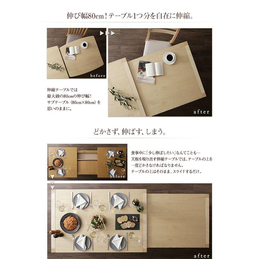 (タイムセール中) 食卓テーブルセット スライド伸縮 120-200cm 4人用 シンプルタイプ 5点セット(テーブル+チェア4脚) 組立付き_7